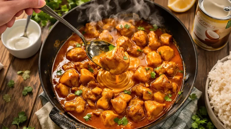 « J'ai remplacé la crème par un ingrédient à 1 euro dans mon poulet épicé : la texture en 20 min change tout »