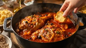 Pollo alla cacciatora : le poulet italien du dimanche mijoté aux tomates et aux olives
