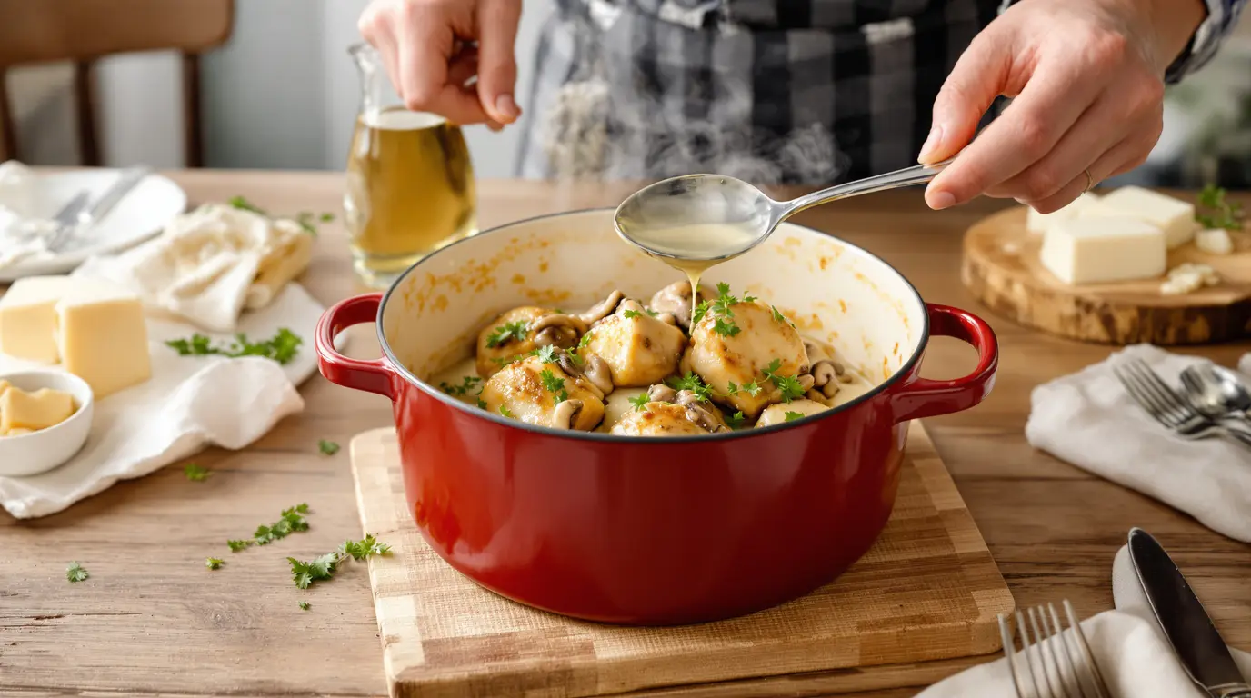 Recette pintade en cocotte champignons crème fraîche facile recette pintade en cocotte champignons crème fraîche